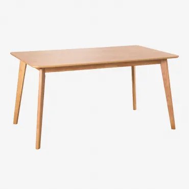 Mesa De Jantar Retangular Em Mdf E Madeira De Seringueira Kerhen Madeira Natural & 150 X 90 Cm - Sklum