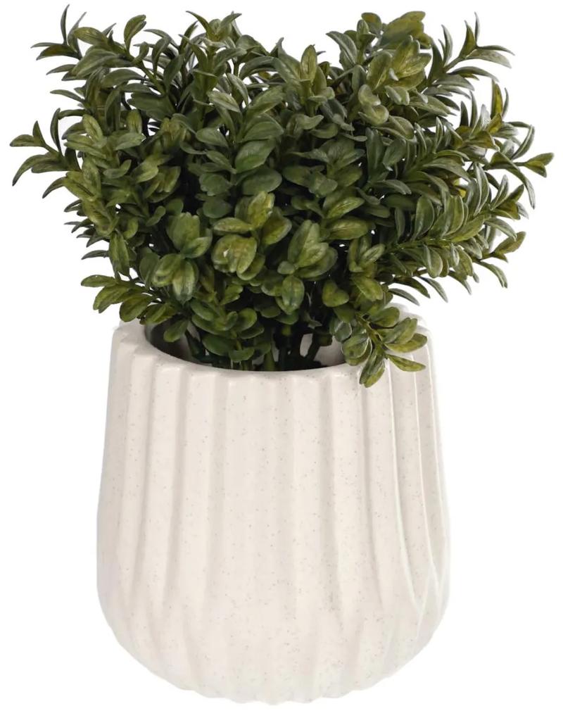 Kave Home - Planta artificial Milan Leaves com vaso de cerâmica branco 23,5 cm
