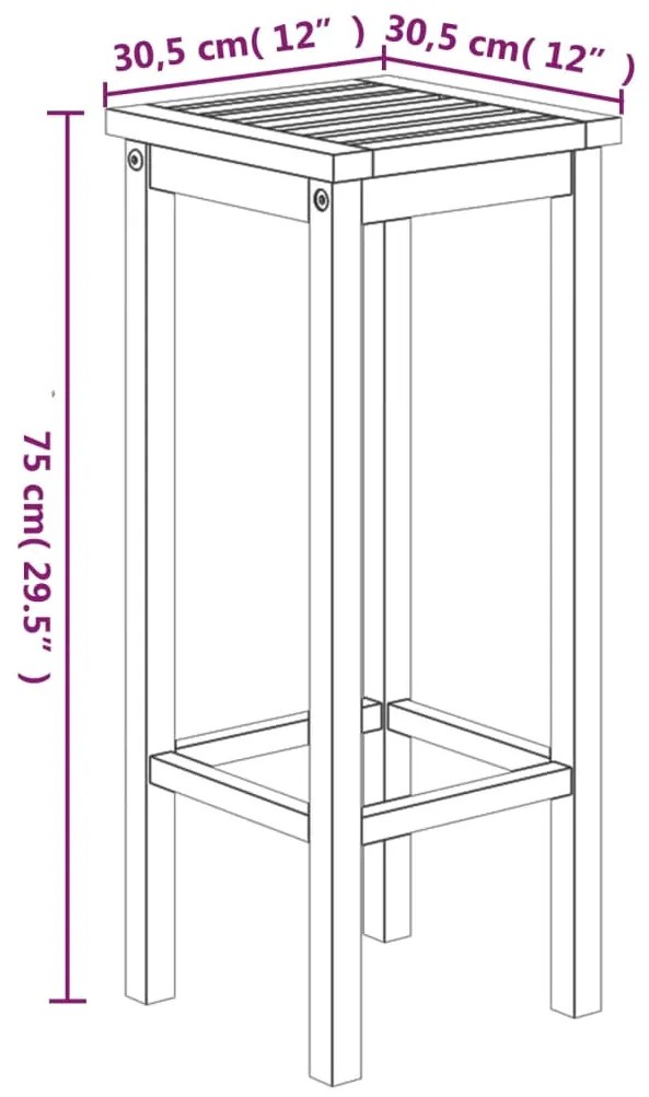 Conjunto de bar para jardim 3 pcs madeira de acácia maciça