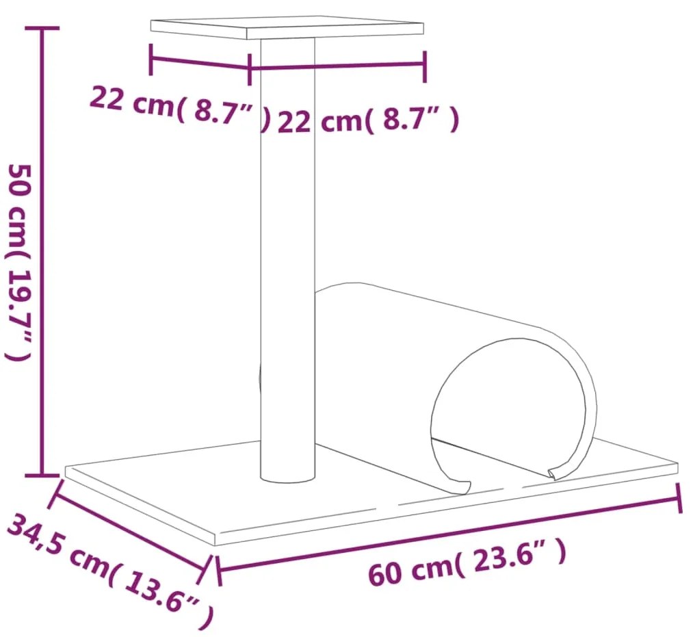 Poste arranhador para gatos com túnel 60x34,5x50 cor creme