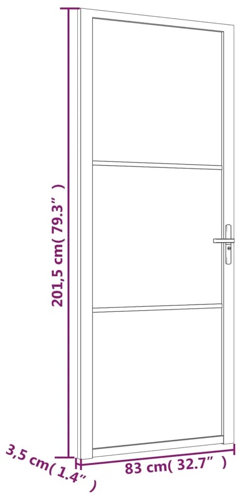Porta de interior 83x201,5 cm vidro ESG e alumínio preto