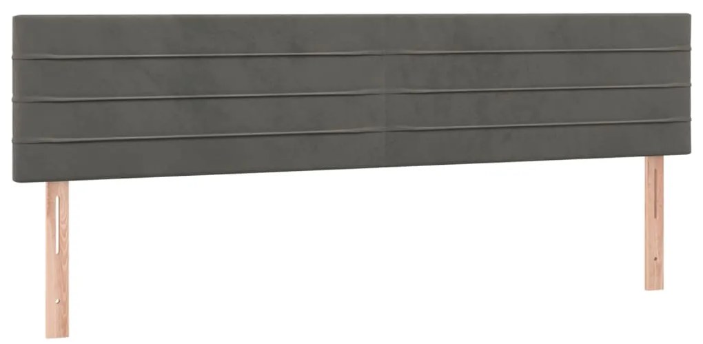 Cama box spring c/ colchão/LED 160x200cm veludo cinzento-escuro