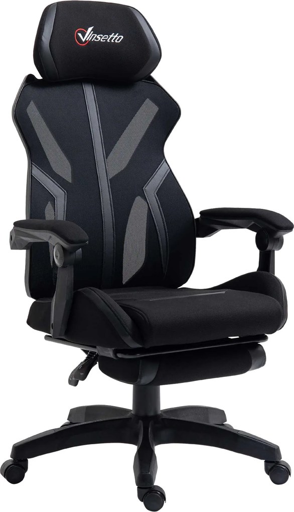 Vinsetto Cadeira Gaming com Apoio para os Pés Retrátil Cadeira de Escritório Reclinável com Apoio para a Cabeça e Altura Ajustável | Aosom Portugal