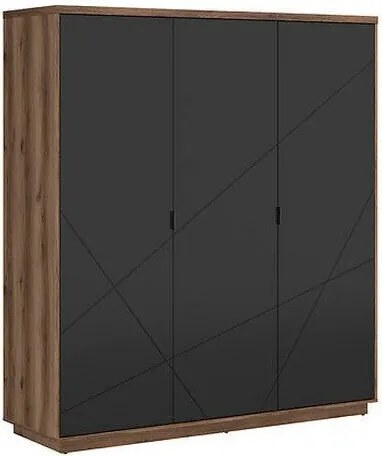 Roupeiro Fivale 116, Preto matte, Carvalho delano escuro, 201x180x57cm, 157.5 kg, Portas para roupeiro: Com dobradiças, Número de prateleiras: 4, Número de prateleiras: 4