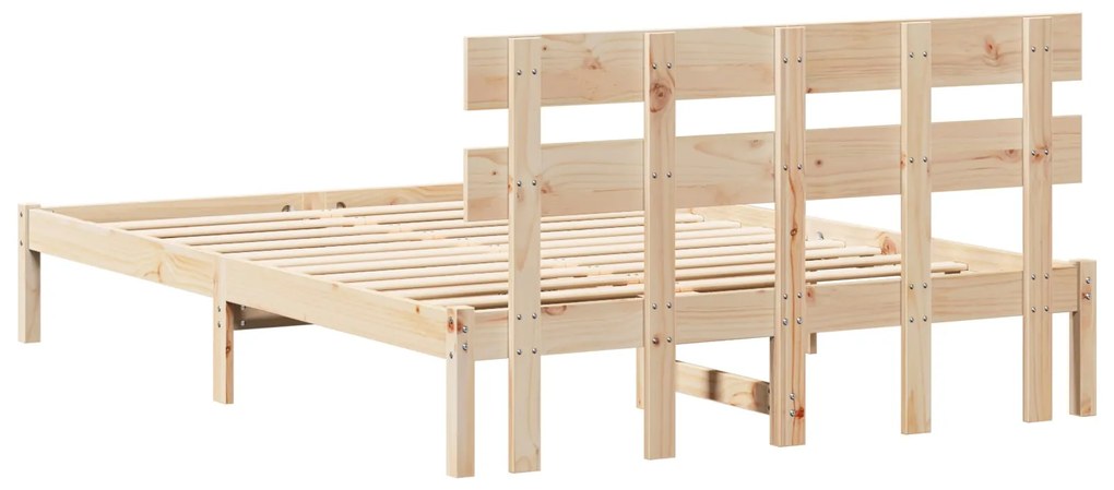 Estrado de Cama com Cabeceira 160x200 cm Madeira Sólida Pinho