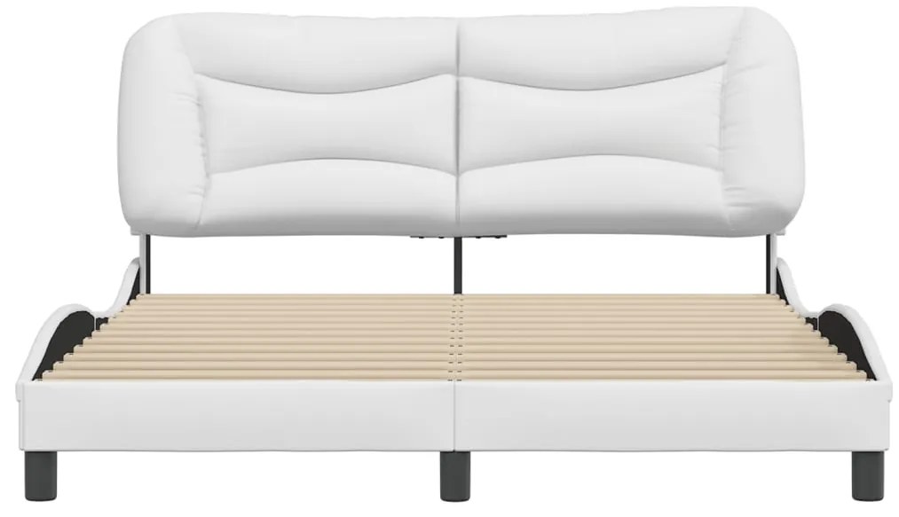 Estrutura cama c/ cabeceira 160x200 cm couro artificial branco