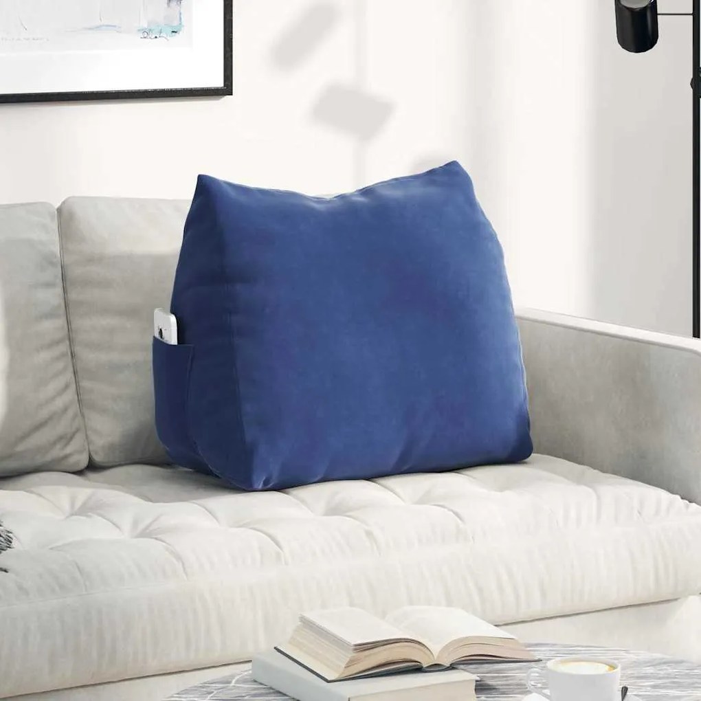 vidaXL Travesseiro para Costas Azul Polícia 60 x 20 x 50 cm