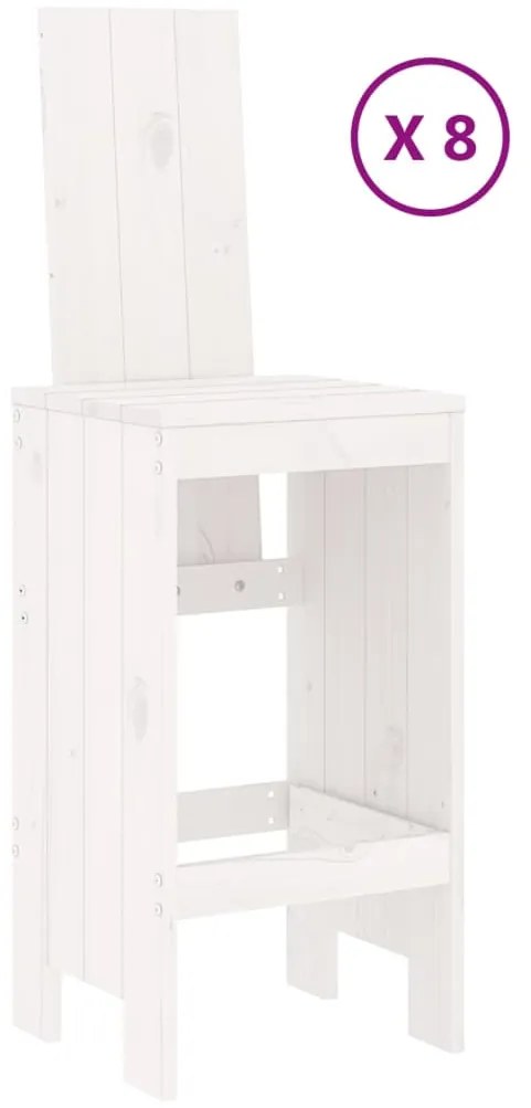 9 pcs conjunto de bar para jardim pinho maciço branco