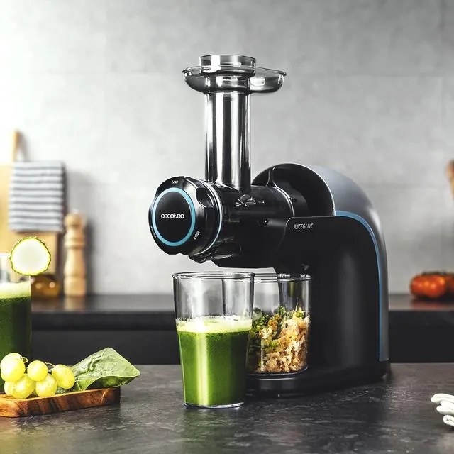 Liquidificador Cecotec de prensagem a frio Juice&Live 2000 EasyClean velocidade lenta 70 RPM, regulador de polpa, 3 níveis de mistura, tampa anti-gote
