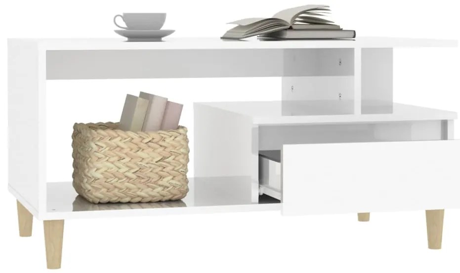 Mesa centro 90x49x45 cm derivados de madeira branco brilhante
