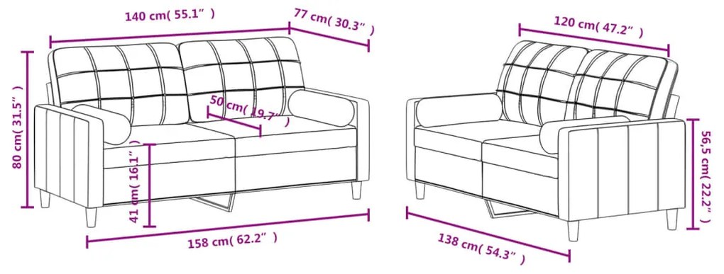 2 pcs conjunto de sofás com almofadas tecido preto