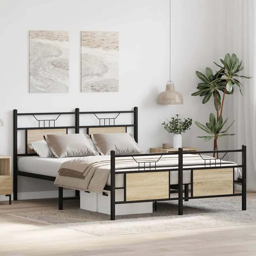 Estrutura cama s/ colchão derivados de madeira carvalho sonoma