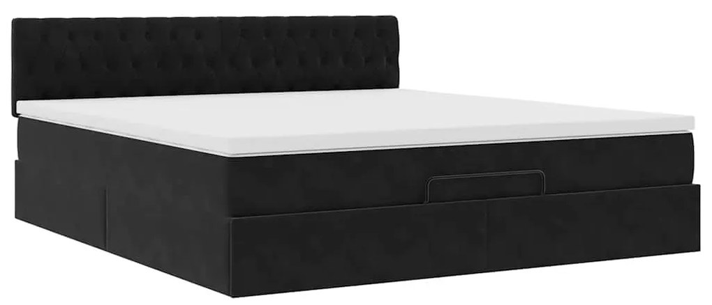 Estrutura de cama otomana com colchão 160x200 cm veludo preto