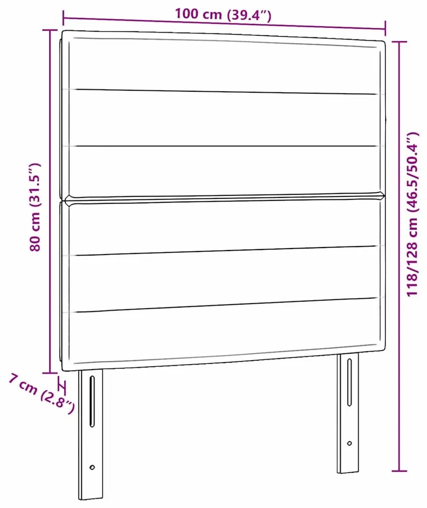 Cabeceira com Design em Linhas Cinza Escuro 100 cm Tecido