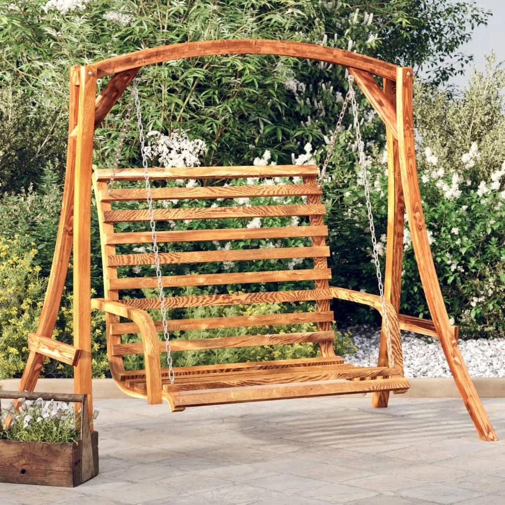 vidaXL Banco baloiço 126x63x92cm madeira curvada c/ acabamento em teca