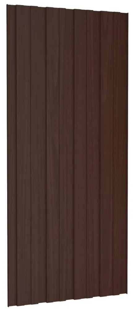 Painéis de telhado 12 pcs 100x45 cm aço galvanizado castanho