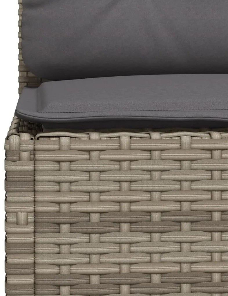 9 pcs conjunto sofás p/ jardim com almofadões vime PE cinzento