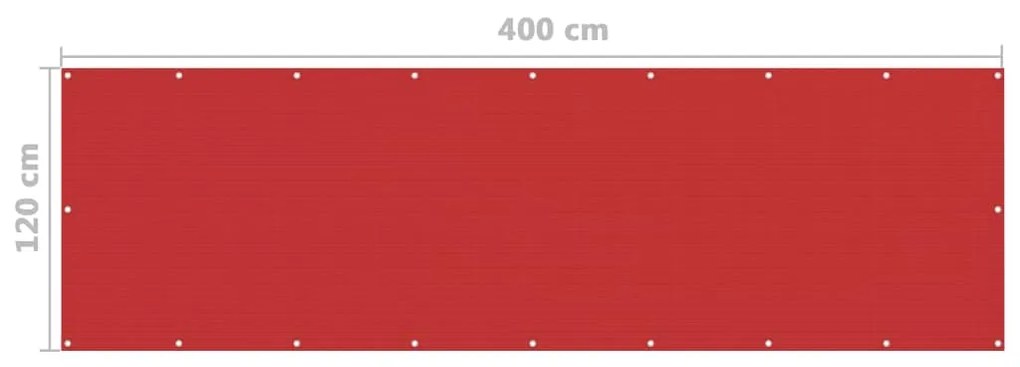Tela de varanda 120x400 cm PEAD vermelho