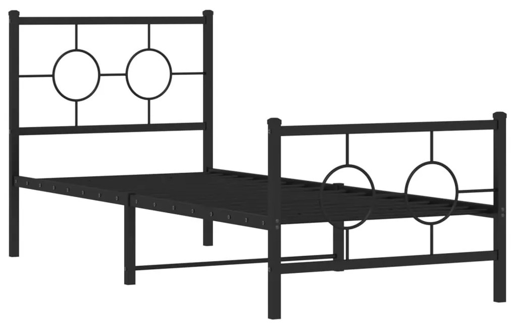 Estrutura de cama com cabeceira e pés 80x200 cm metal preto
