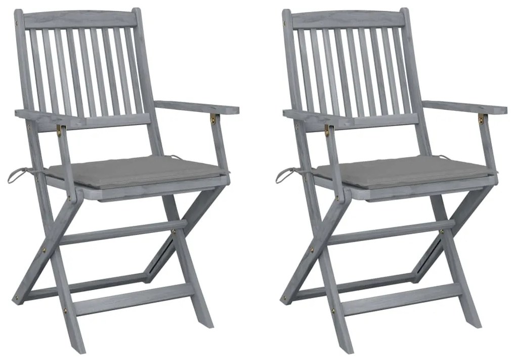 vidaXL Cadeiras exterior dobráveis c/ almofadões 2 pcs acácia maciça