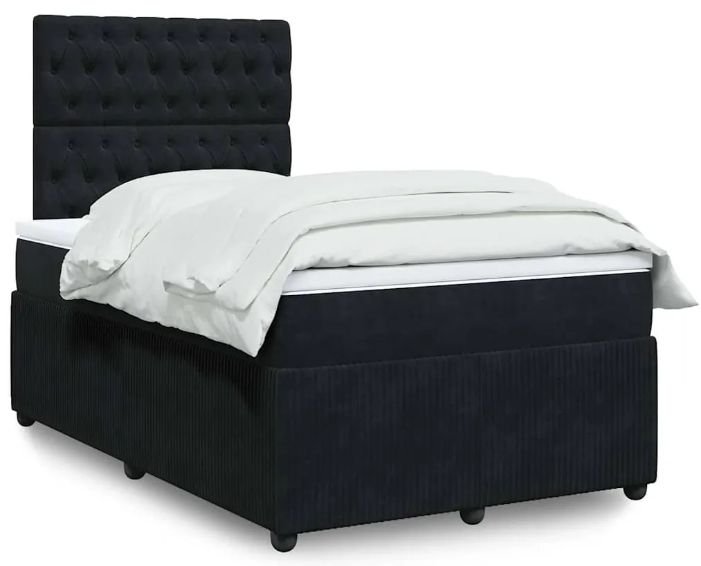 Cama boxspring com colchão 120x190 cm veludo preto