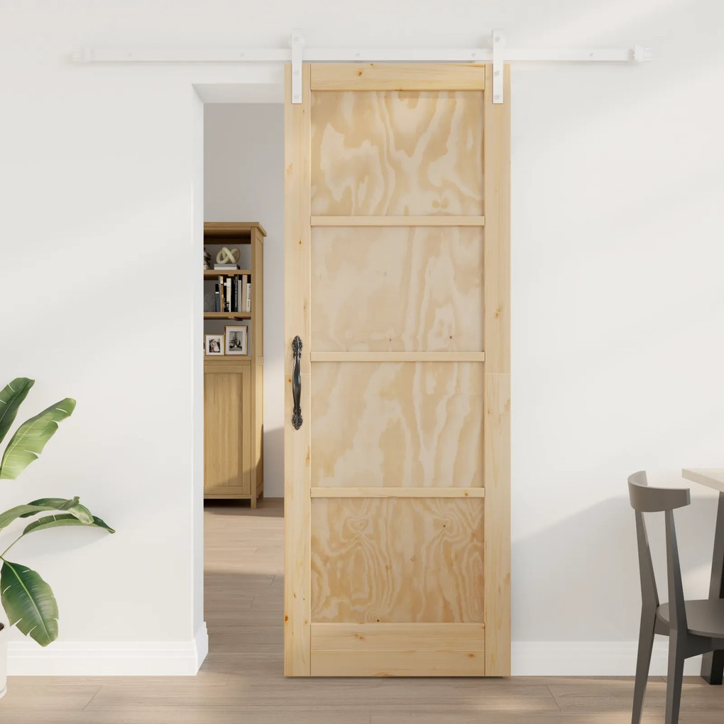 Porta Deslizante vidaXL com Conjunto de Ferragens 78x211 cm Madeira Sólida de Pinho