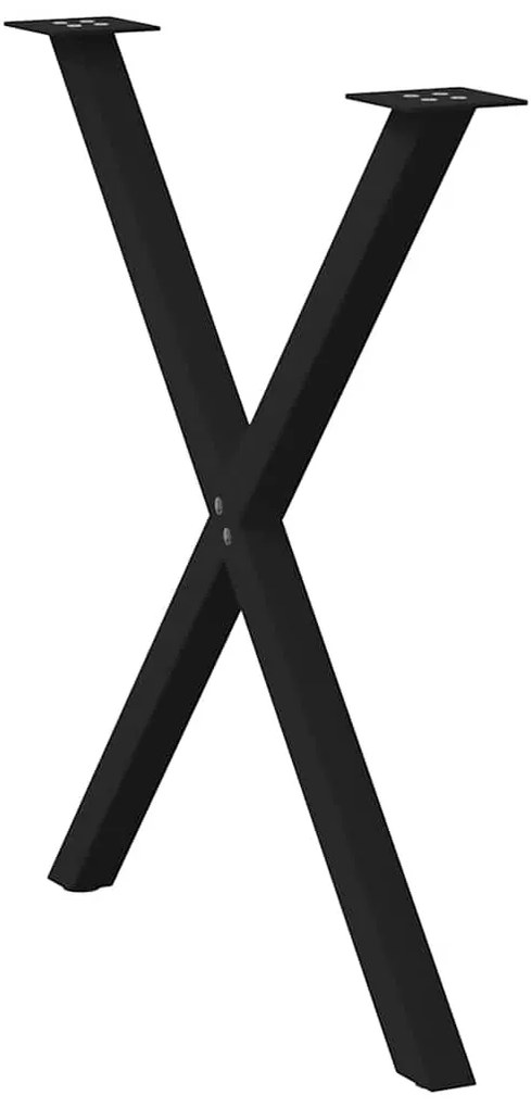 Pés de mesa de jantar em formato de X, 2 peças, preto, 80x (72-73) cm,