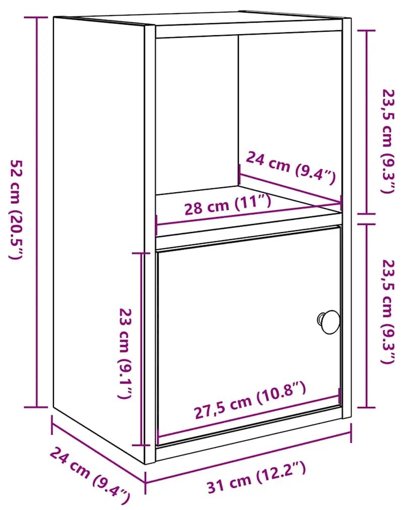 Estante 31x24x52 cm derivados de madeira cinzento cimento