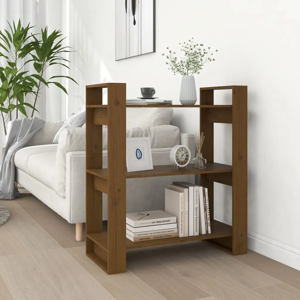 vidaXL Estante/divisória 80x35x91 cm madeira maciça castanho mel