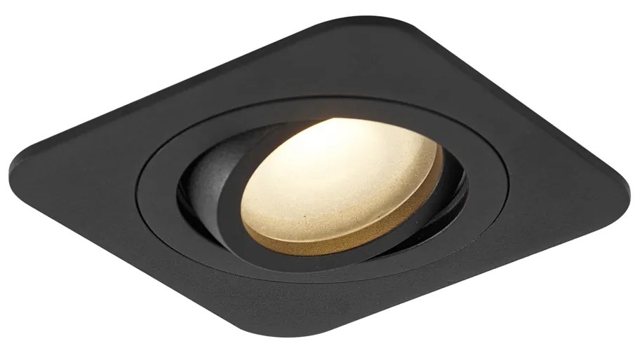 Conjunto de 6 focos embutidos redondos pretos GU10 50mm giratórios e inclináveis IP44 - Alberto Moderno