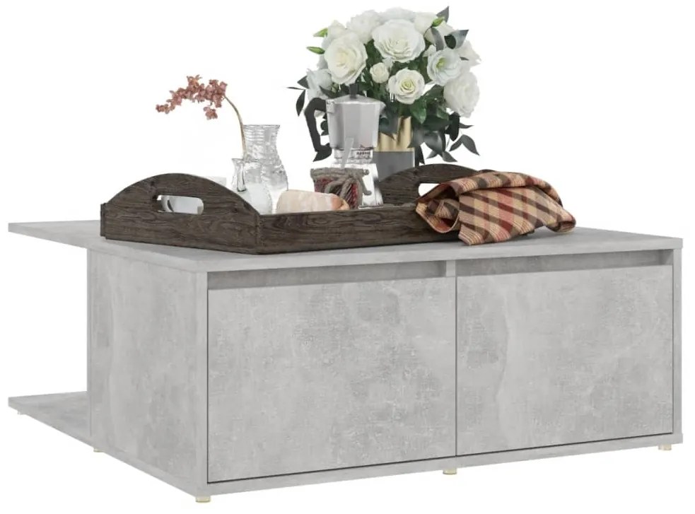 Mesa de centro 80x80x31 cm contraplacado cinzento cimento