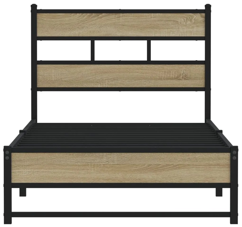 Estrutura de cama sem colchão 100x200 cm metal carvalho sonoma