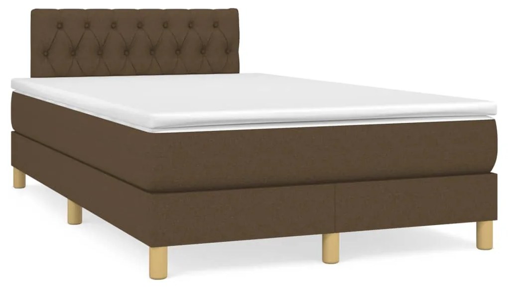 vidaXL Cama box spring c/ colchão/LED 120x190cm tecido castanho-escuro