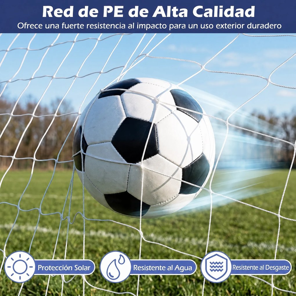Baliza de Futebol, 367 x 124 x 181 cm, Estrutura Metálica Resistente, Branco
