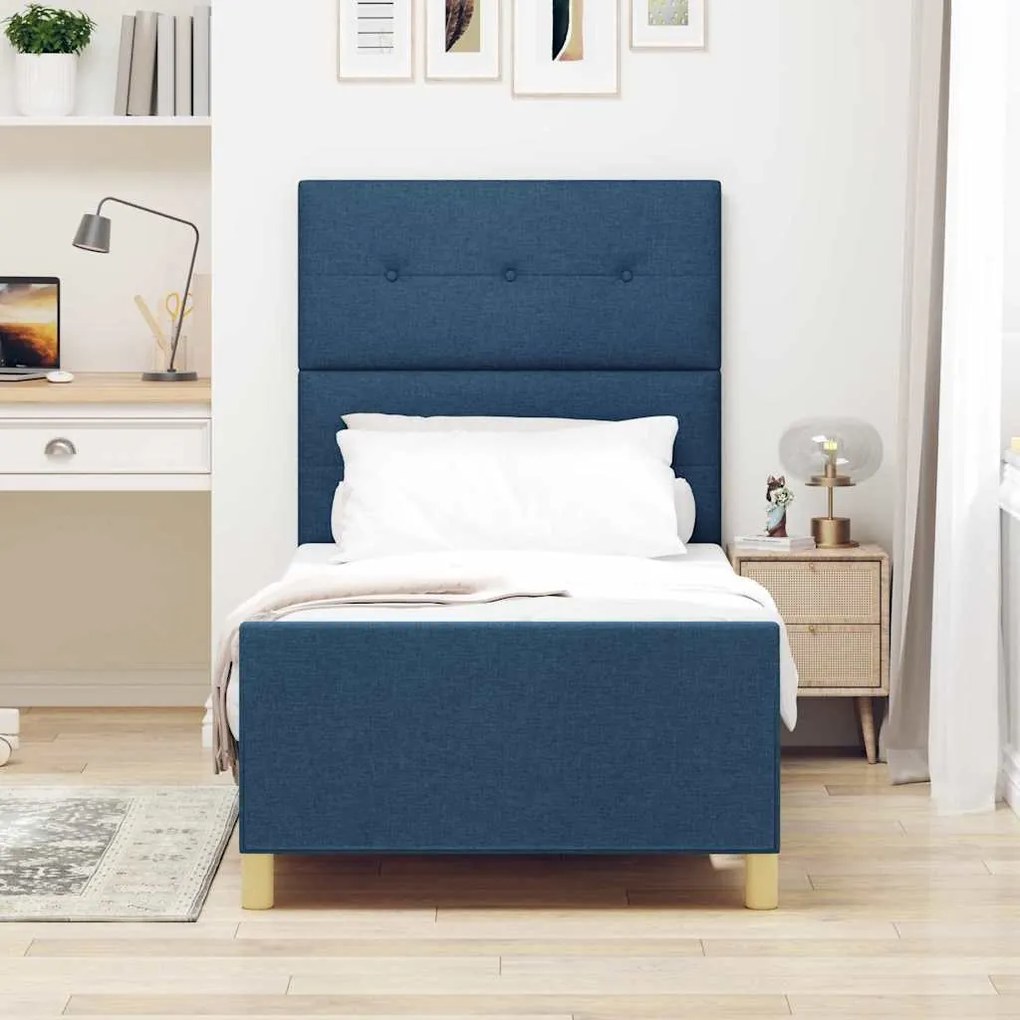 Cama de Tecido Azul vidaXL 90x190 cm