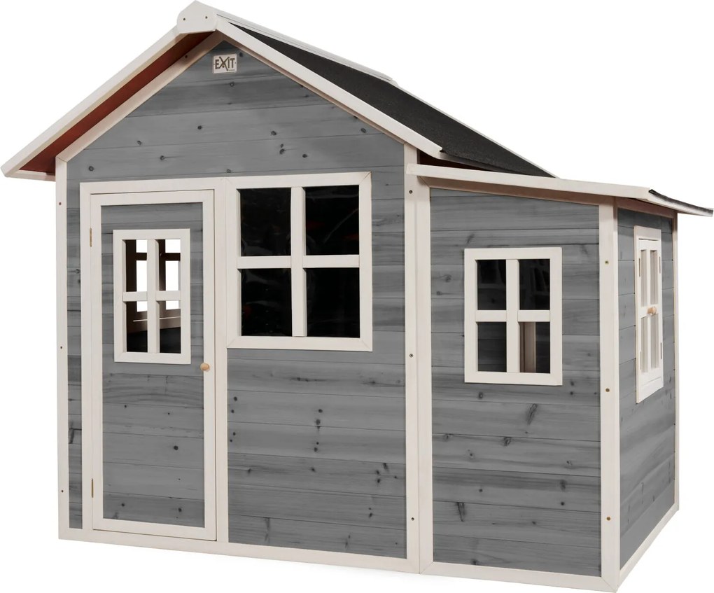 Casa de brincar infantil exterior para crianças Loft 150 em madeira - Cinzenta