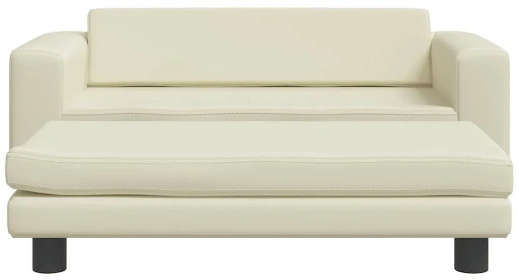 Sofá infantil c/ apoio pés 100x50x30 cm couro artificial creme