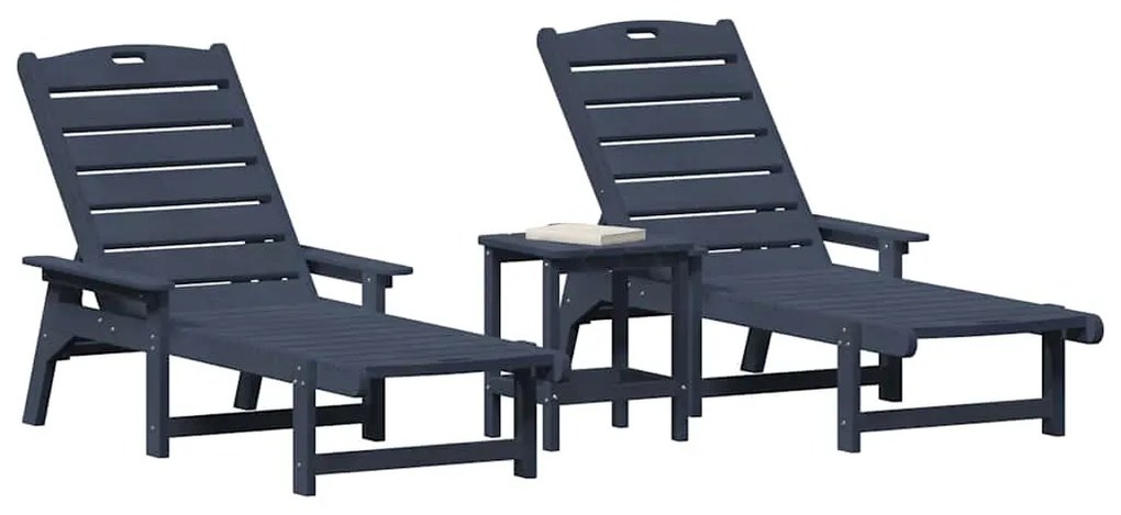 Conjunto de Jardim de 3 Peças Azul-marinho HDPE