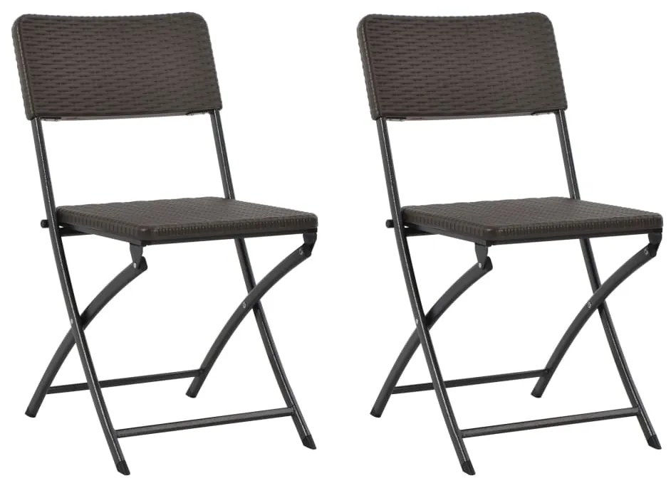 44551 vidaXL Cadeiras de jardim dobráveis 2 pcs PEAD e aço castanho