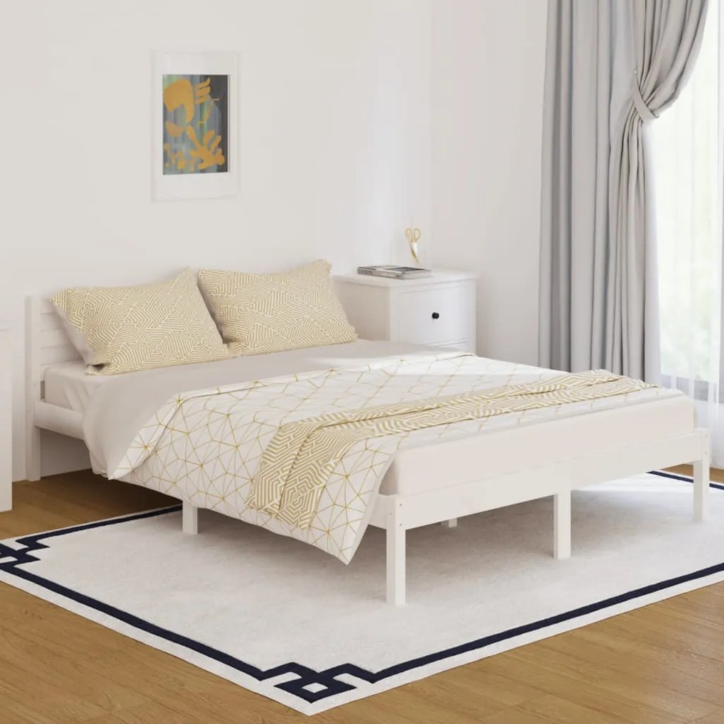 810431 vidaXL Estrutura de cama 140x200 cm pinho maciço branco