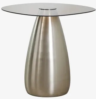 Mesa Auxiliar Quadrada 50x50 Cm Em Vidro Temperado Mariana Cinzento Escovado - Sklum