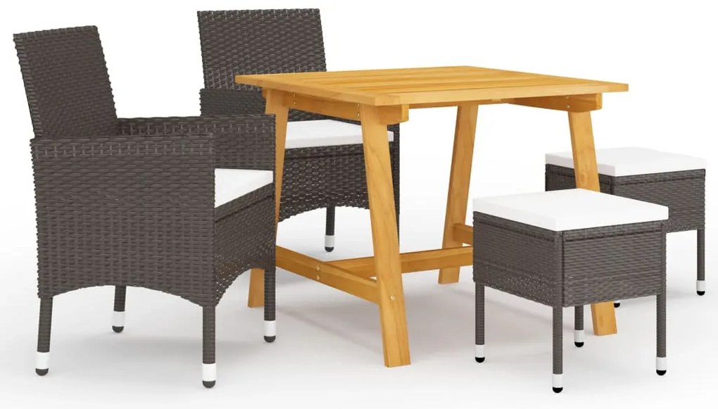 5 pcs conjunto de jantar para jardim castanho
