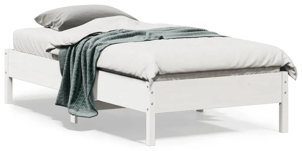 vidaXL Cama sem colchão 90x190 cm madeira de pinho maciça branco