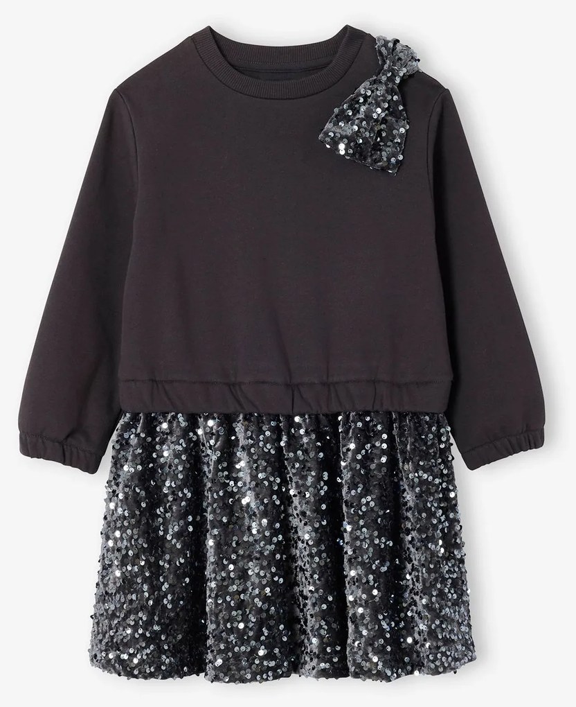 Vestido de Natal com lantejoulas efeito 2 em 1, para menina antracite