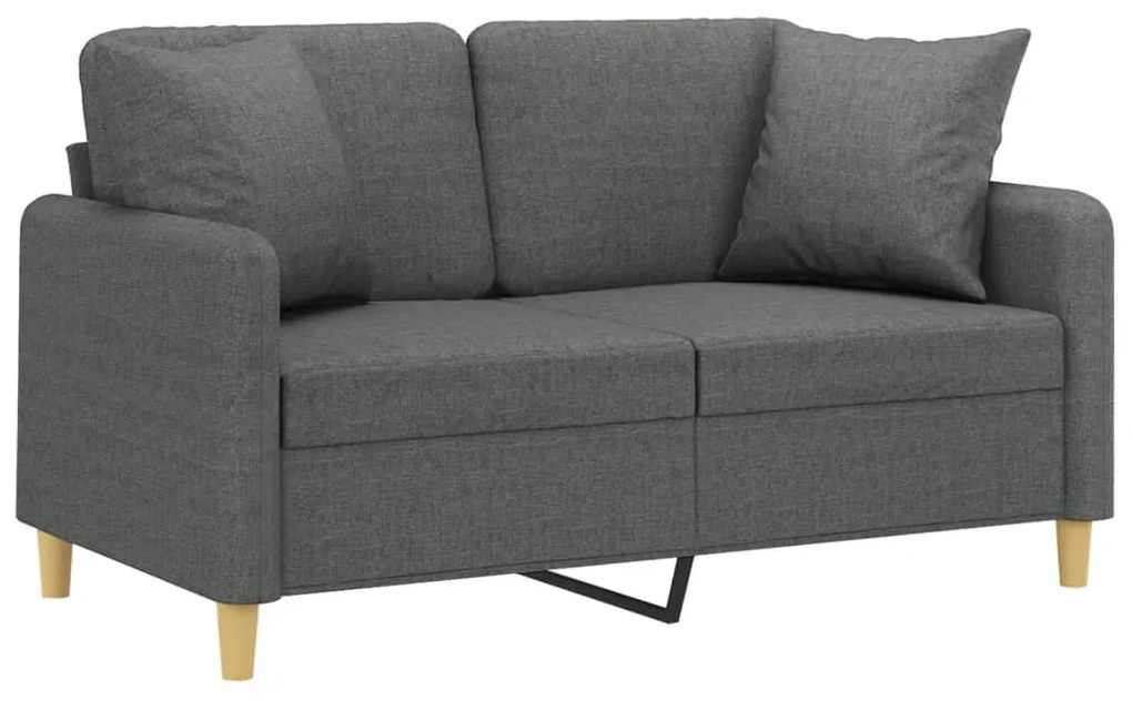 Sofá 2 lugares +almofadas decorativas 120cm tecido cinza-escuro