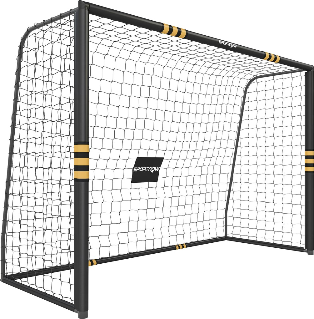 Baliza de Futebol para Jardim 300x120x200 cm com Rede, Estrutura Metálica e Proteção Acolchoada EPE, Preto e Amarelo