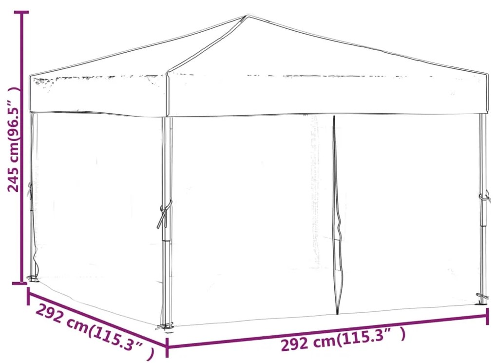 Tenda para festas dobrável com paredes laterais 3x3 m antracite