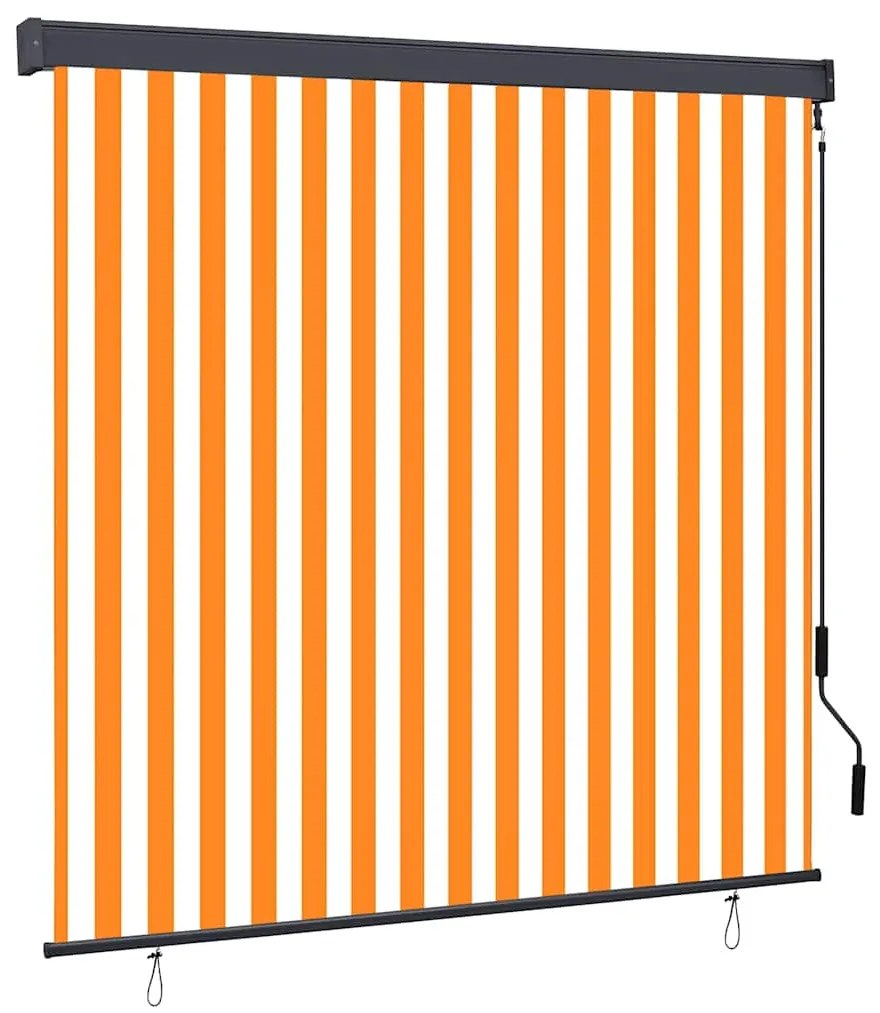 vidaXL Estores de rolo Branco e Laranja 180 x 250 cm Tecido e Alumínio