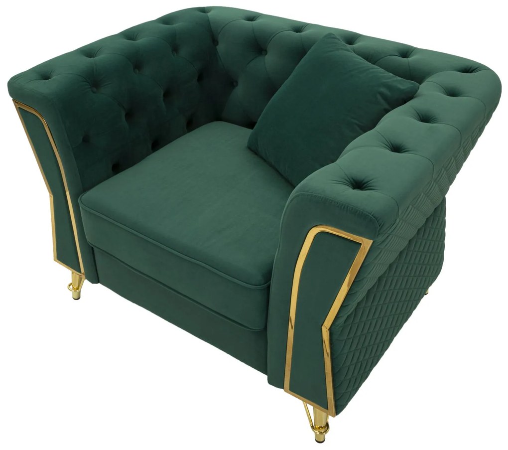 POLTRONA EMY COM ALMOFADA 104X83X76 CM VERDE E DOURADO