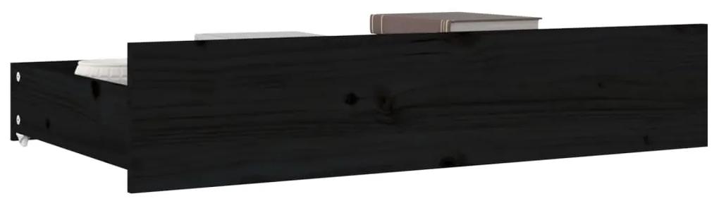 Gavetas de cama 4 pcs madeira de pinho maciça preto